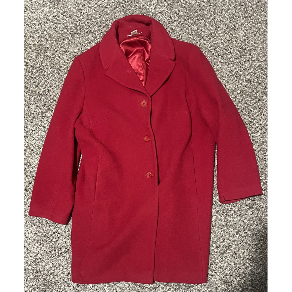 Preston & York Red 100% Wool Coat Jacket Plus 24W Mid Button-needs restored